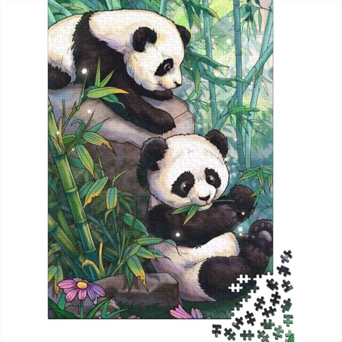 500-teiliges Puzzle für Erwachsene, Panda-Puzzle aus Holz, Puzzle für Erwachsene und Teenager, nachhaltiges Puzzle für Erwachsene, Spiele 52x38cm von JIANGENNF