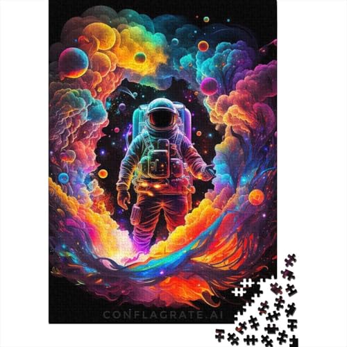 500-teiliges Puzzle für Erwachsene, Puzzle Weltraum-Astronaut, Holzpuzzle für Erwachsene, nachhaltiges Puzzle für Erwachsene, 52 x 38 cm von JIANGENNF