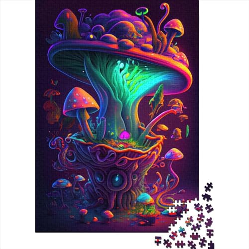 500-teiliges Puzzle für Erwachsene, Trippy Mushrooms-Puzzle für Erwachsene und Teenager, interessantes Puzzle zur Stressreduzierung, 52 x 38 cm von JIANGENNF