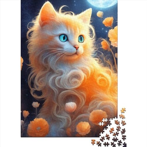 500-teiliges Puzzle für Erwachsene, süße Katzen-Puzzles für Erwachsene und Jugendliche, Holzpuzzle, Spielzeug, Denkspiel, Größe: 52 x 38 cm von JIANGENNF