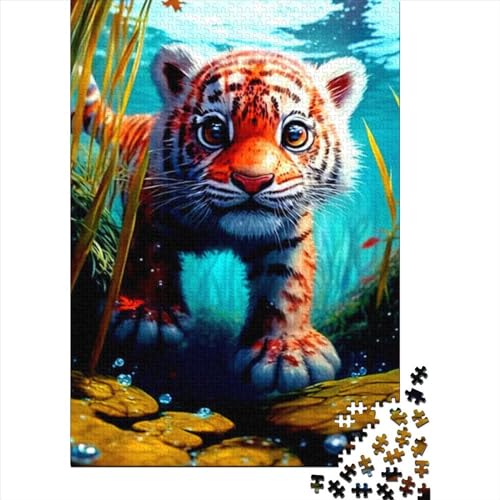 500-teiliges Puzzle für Erwachsene, süßer Tiger, lustiges Puzzle für Erwachsene, 500-teiliges Entspannungspuzzle, Spiele-Denkspiel (Größe: 52 x 38 cm) von JIANGENNF