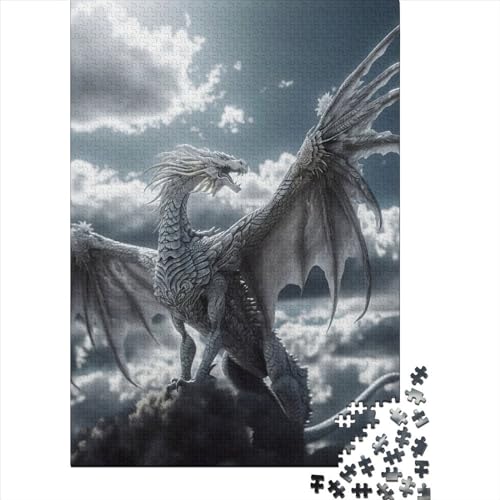 500-teiliges Puzzle für Erwachsene, weißer Himmelsdrache, lustiges Puzzle für Erwachsene, 500-teiliges Entspannungspuzzle, Spiele-Denkspiel (Größe: 52 x 38 cm) von JIANGENNF