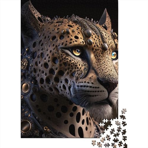 500-teiliges Puzzle für Erwachsene und Teenager. Leoparden-Spaß-Puzzle für Erwachsene, 500 Teile, mit passendem Poster und Wissensblatt (Größe 52x38cm) von JIANGENNF