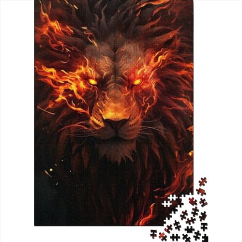 500-teiliges Puzzle mit Löwenmotiv, Puzzle für Erwachsene und Jugendliche, Holzbrett-Puzzle, Spielzeug, Denkspiel, Größe: 52 x 38 cm von JIANGENNF