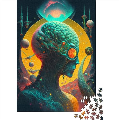 Aliens-Puzzle für Erwachsene, Holzpuzzle für Erwachsene und Teenager, Puzzle für Erwachsene, Lernspiel, Herausforderungsspielzeug 15,75x11,02 Zoll von JIANGENNF