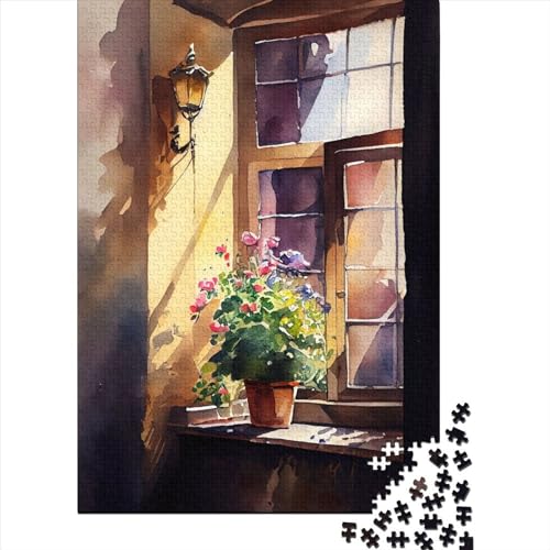 Aquarell-Fenster, Holzpuzzle für Erwachsene und Jugendliche, 300 Teile, Puzzle für Erwachsene, Geburtstagsgeschenk, Geschenke für Erwachsene, 40 x 28 cm von JIANGENNF