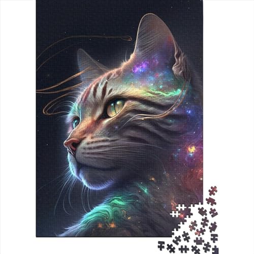 Art Bunte Katzen Holzpuzzle für Erwachsene Puzzle 300 Teile für Erwachsene Puzzles für Erwachsene Lernspiel Herausforderungsspielzeug 15,75 x 11,02 Zoll von JIANGENNF