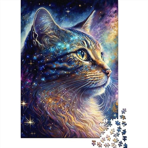 Art Bunte Katzen Holzpuzzle für Erwachsene und Teenager 300-teiliges Puzzle für Erwachsene und Teenager Entspannungspuzzlespiele-Denkspiel 40x28cm von JIANGENNF