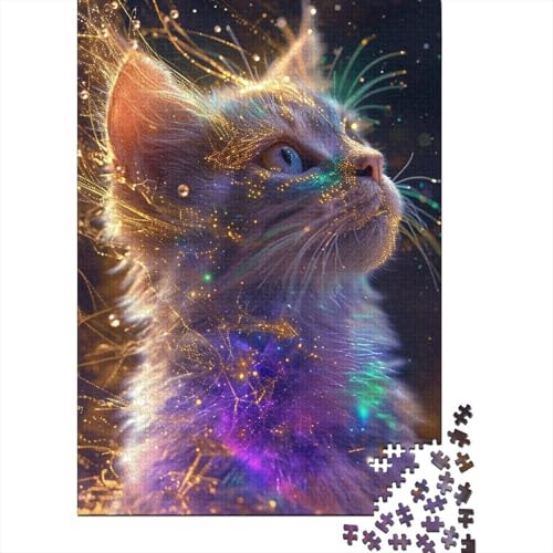 Art Cat Holzpuzzle für Erwachsene, Puzzlespielzeug, Puzzle für Erwachsene, 500 Teile, Spielspielzeug für Erwachsene, Familienpuzzle, Geschenk 20,47x14,96 Zoll von JIANGENNF