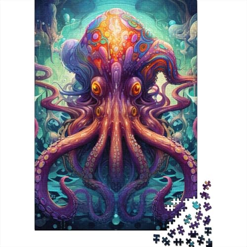 Art Octopus Holzpuzzle für Erwachsene, Puzzle-Spielzeug, 300 große Teile, Puzzle für Erwachsene, großes Holzpuzzle für Erwachsene 15,75x11,02 Zoll von JIANGENNF