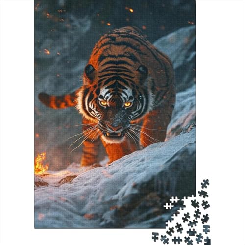 Art Tigers Holzpuzzle für Erwachsene und Jugendliche mit 300 großen Teilen, Lernspielzeug für Erwachsene, Familienspiele, 40 x 28 cm von JIANGENNF