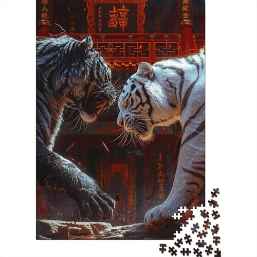 Art Tigers Holzpuzzle für Erwachsene und Teenager, 500-teiliges Puzzle für Erwachsene Teenager, Geburtstagsgeschenk für Erwachsene, Jungen und Mädchen (Größe: 52x38cm) von JIANGENNF