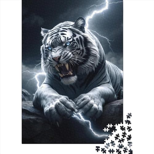 Art Tigers Puzzle 1000 Teile für Erwachsene und Jugendliche aus Holz, Puzzles für Erwachsene und Jugendliche, anspruchsvolles Spiel, Geschenke, 75 x 50 cm von JIANGENNF