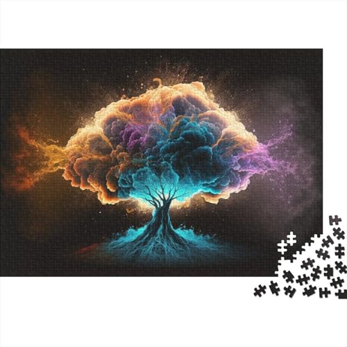 Art Tree Puzzle für Erwachsene, 300 Teile, Holzpuzzle für Erwachsene, Puzzlespielzeug, Puzzles für Erwachsene, Lernspiel, Herausforderungsspielzeug (Größe 40x28cm) von JIANGENNF