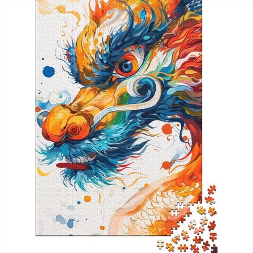 Asiatischer chinesischer Drache, Holzpuzzle für Erwachsene und Teenager, Kunstpuzzle für Erwachsene, 500 Teile, Holzpuzzle für Erwachsene und Teenager 20,47x14,96 Zoll von JIANGENNF