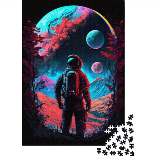 Astronaut im Weltraum, Holzpuzzle, Puzzle für Erwachsene, Teenager, Erwachsene, 500 Teile, Puzzlegeschenke, Weihnachtspuzzlegeschenke für Frauen, 52 x 38 cm von JIANGENNF