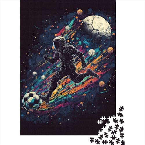 Astronaut spielt Fußball, Holzpuzzle für Erwachsene, 300 Teile für Erwachsene, schwierige Puzzles ganze Familie und die 40 x 28 cm von JIANGENNF