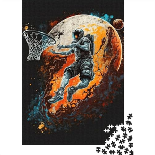 Astronauten-Basketball-Holzpuzzle für Erwachsene und Jugendliche, 1000 Teile, Puzzle für Erwachsene, Mitmach-Spiel, Familiendekoration, 75 x 50 cm von JIANGENNF