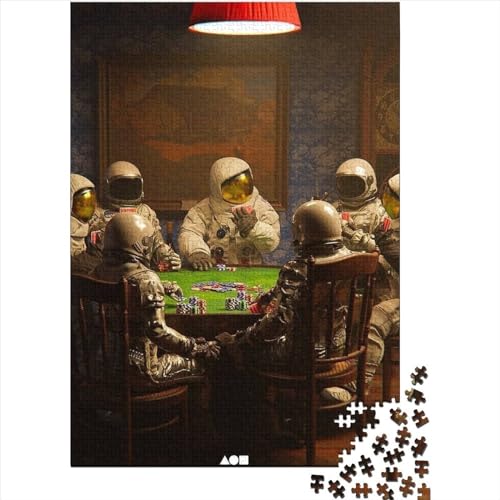 Astronauten-Poker-Puzzle | Puzzle für Erwachsene, 500 Teile, Puzzle für Erwachsene, Lernspiel, Herausforderungsspielzeug (Größe: 52 x 38 cm) von JIANGENNF