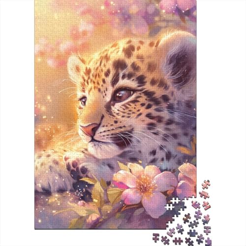 Baby Leopard für Erwachsene Puzzle 300 Teile Puzzle 300 Teile für Erwachsene Schwierige Puzzles Entspannende Puzzles Spiele-Denkspiel 40x28cm von JIANGENNF