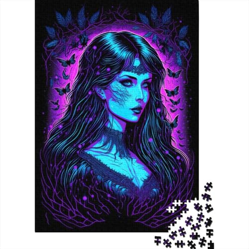 Black Light Woman Puzzle 1000 Teile Puzzle für Erwachsene Teenager Holzpuzzle für Teenager Nachhaltiges Puzzle für Erwachsene 75x50cm von JIANGENNF