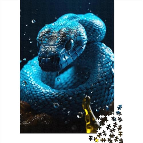 Blue Jungle Vipers Holzpuzzle für Erwachsene Puzzlespielzeug Erwachsenenpuzzle 300-teiliges Puzzle Entspannungspuzzle Spiele-Denkspiel 40x28cm von JIANGENNF