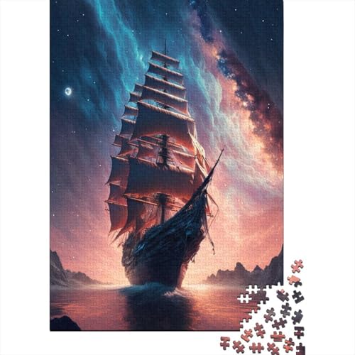 Boot unter den Sternen, 300-teiliges Puzzle für Erwachsene, Holzpuzzle für Teenager, Puzzle für Erwachsene, Lernspiel, Herausforderungsspielzeug, 40 x 28 cm von JIANGENNF