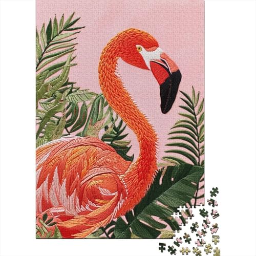 Bunte Flamingos-Holzpuzzles für Teenager, Geschenke für Erwachsene, Puzzle 500 Teile, Puzzle für Erwachsene, Lernspiel, Herausforderungsspielzeug 20,47x14,96 Zoll von JIANGENNF