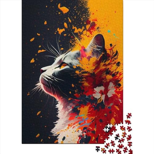 Bunte Katzen Holzpuzzle für Erwachsene Puzzle-Spielzeug 300-teiliges Puzzle für Erwachsene Entspannungspuzzle-Spiele-Denksport-Puzzle (Größe: 40 x 28 cm) von JIANGENNF