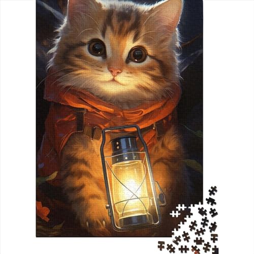 Bunte Katzen-Puzzles, 500 Teile, Holzpuzzles, Puzzle für Erwachsene, Teenager, Puzzles für Erwachsene, Lernspiel, Herausforderungsspielzeug (Größe 20,47 x 14,96 Zoll) von JIANGENNF