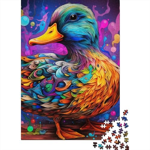 Bunte Kunst-Enten-Puzzles, Puzzles für Erwachsene und Teenager, Kunst-Puzzles für Erwachsene, 500 Teile, Holzpuzzles für Erwachsene und Teenager 20,47x14,96 Zoll von JIANGENNF