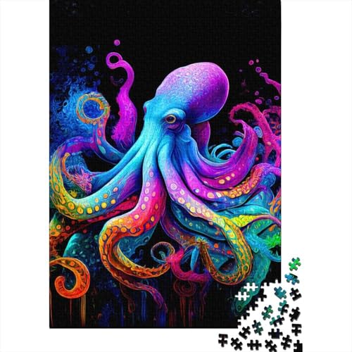 Bunte Oktopus-Puzzles für Erwachsene und Teenager, 500 Teile, Puzzles für Erwachsene und Teenager als Geschenk für die ganze Familie und die ganze Familie, 52x38cm von JIANGENNF