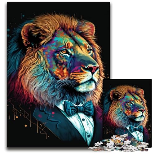 Bunter Löwe mit Brille, Puzzle 1000 Teile für Erwachsene, Unmögliches Puzzle für Erwachsene, Herausforderndes DIY-Denkspiel, perfektes Familienspiel oder dekoratives Geschenk, 50x75cm/19,68x29,52 Zoll Bunter Löwe mit Brille, Puzzle 1000 Teile für Erwachsene, Unmögliches Puzzle für Erwachsene, Herausforderndes DIY-Denkspiel, perfektes Familienspiel oder dekoratives Geschenk, 50x75cm/19,68x29,52 Zoll von JIANGENNF