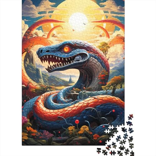 Buntes Art Snake-Holzpuzzle für Erwachsene und Jugendliche, 300-teiliges Premium-Puzzle, ganze Familie und die 15,75x11,02 Zoll von JIANGENNF