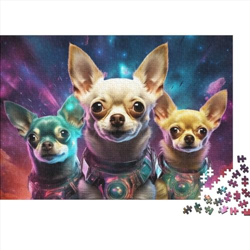 Buntes Chihuahua-Puzzle für Erwachsene und Teenager, 300 große Teile, Puzzle für Erwachsene, Lernspiele, Heimdekorationspuzzle, 40x28cm von JIANGENNF