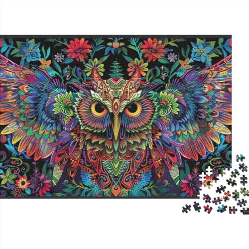 Buntes Eulen-Puzzle für Erwachsene und Teenager, 300 große Teile, Puzzle für Erwachsene, Lernspiele, Heimdekorationspuzzle, 40x28cm von JIANGENNF