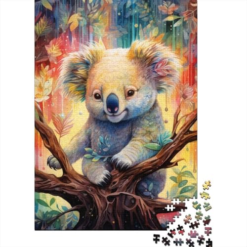 Buntes Kunst-Koala-Puzzle, Puzzle für Erwachsene und Teenager, Kunst-Puzzle für Erwachsene, 500 Teile, Holzpuzzle für Erwachsene und Teenager 20,47x14,96 Zoll von JIANGENNF