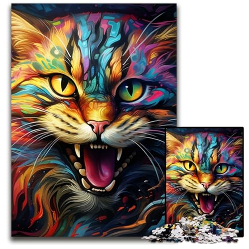 Buntes Kunst-Puzzle mit Psychedelischer Katze, 1000 Teile, für Erwachsene, Papp-Puzzle, Spaß für Zuhause, Geburtstagsgeschenk, Reisegeschenk, 26x38cm/10,23x14,96 Zoll Buntes Kunst-Puzzle mit Psychedelischer Katze, 1000 Teile, für Erwachsene, Papp-Puzzle, Spaß für Zuhause, Geburtstagsgeschenk, Reisegeschenk, 26x38cm/10,23x14,96 Zoll von JIANGENNF