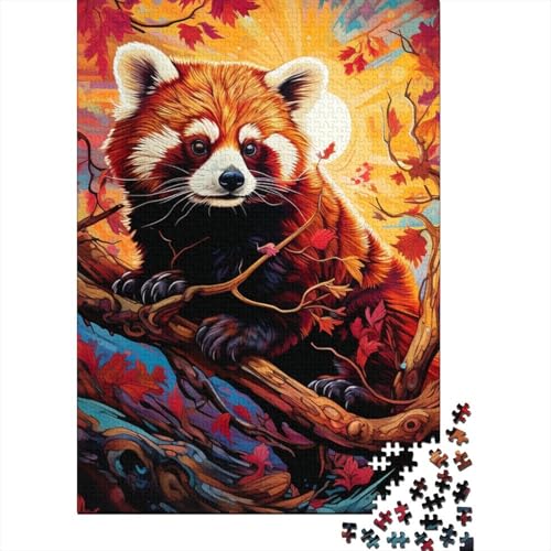 Buntes Puzzle mit rotem Panda, 300 Teile, für Erwachsene und Jugendliche, von Wooden Jigsaws Puzzles, Puzzles für Erwachsene und Jugendliche, tolles Geschenk für Erwachsene 15,75x11,02 Zoll von JIANGENNF