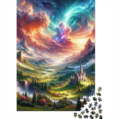 Cooles Weltraumschloss-Holzpuzzle für Erwachsene und Teenager, 300-teiliges Puzzle für Erwachsene, Lernspiel, herausforderndes Spielzeug (Größe 40x28cm) von JIANGENNF