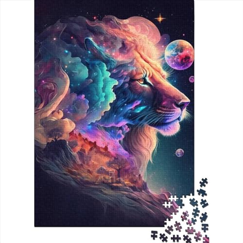 Cosmic Art Löwen-Puzzle | 500 Teile für Erwachsene, Holzpuzzle, Puzzle für Erwachsene und Teenager, tolles Geschenk für Erwachsene (52 x 37 cm) von JIANGENNF