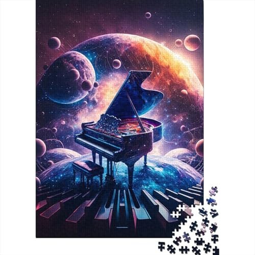 Cosmic Piano Holzpuzzle für Erwachsene, Kunstpuzzle für Erwachsene, 1000 Teile, Entspannungspuzzlespiele, Denksportpuzzle (Größe 75x50cm) von JIANGENNF