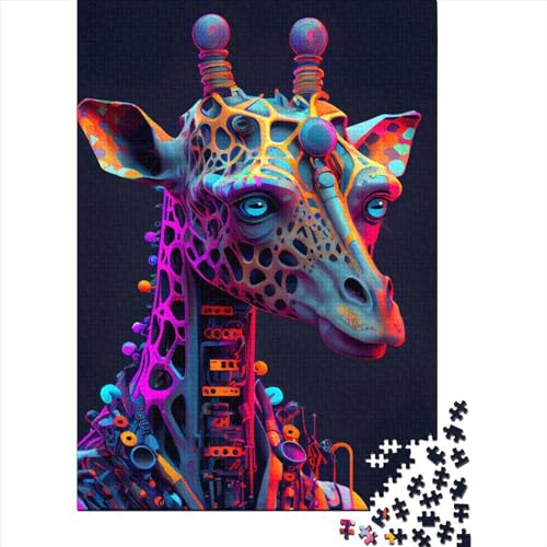 Cyber-Giraffe-Puzzle, 500 Teile für Erwachsene, Holzpuzzle, Puzzle für Erwachsene, Teenager, Puzzle für Erwachsene (52 x 37 cm) von JIANGENNF