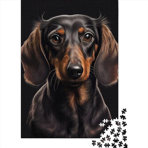 Dackel-Portrait-Hund, Holzpuzzle für Erwachsene und Jugendliche, 1000 Teile, Puzzle für Erwachsene und Jugendliche, Entspannungspuzzle, Spiele, Denksportaufgaben (75 x 40 cm) von JIANGENNF