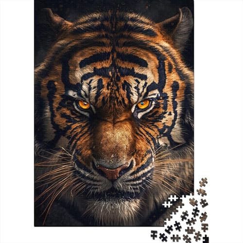 Dark Tiger Holzpuzzle, Puzzles für Erwachsene und Teenager, schwierige, anspruchsvolle Puzzles, 300-teiliges Puzzle für Erwachsene und Teenager (Größe 40x28cm) von JIANGENNF