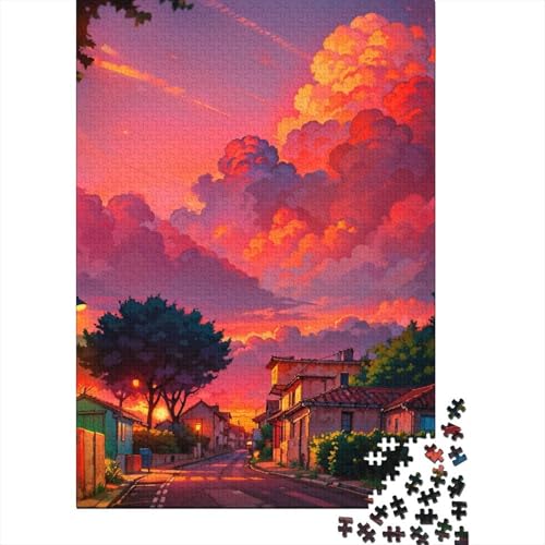 Dorfstraßen-Puzzle aus Holz für Erwachsene, Puzzle für Erwachsene, 500 Teile, Puzzle für Erwachsene, Lernspiel, Herausforderungsspielzeug 20,47x14,96 Zoll von JIANGENNF