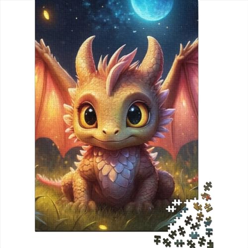 Drachenbaby-Holzpuzzle für Erwachsene, Puzzle-Kunst, Puzzles für Erwachsene, 500 Teile, für anspruchsvolles Puzzlespiel und Familienspiel (Größe: 52 x 38 cm) von JIANGENNF