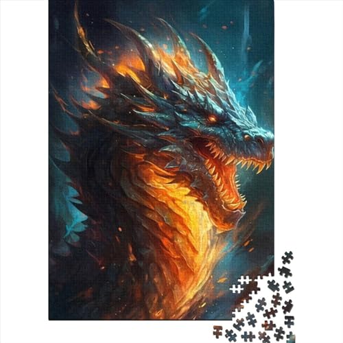 Drachenfeuer-Puzzle aus Holz, Puzzle für Erwachsene und Teenager, 500-teiliges Puzzle für Erwachsene und Teenager, Entspannungspuzzle, Spiele, Denksportaufgaben (Größe: 52 x 38 cm) von JIANGENNF