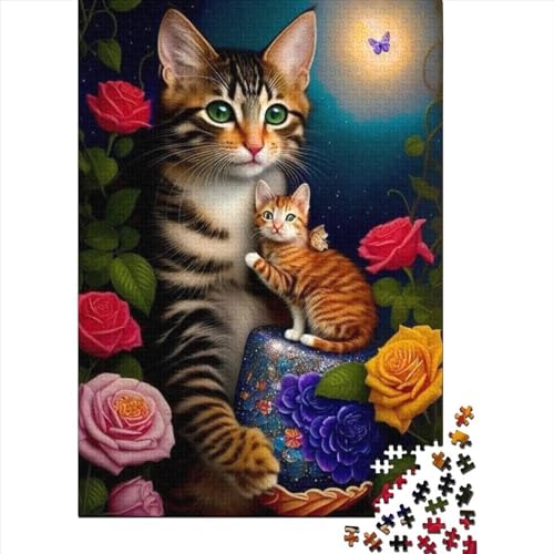 Dream Cat Puzzles für Erwachsene 1000 Puzzles Holzpuzzles für Erwachsene und Teenager Puzzles für Erwachsene Lernspiel Herausforderungsspielzeug (Größe: 75 x 50 cm) von JIANGENNF