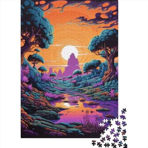 Dunkler Wald Holzpuzzle für Teenager Kunstpuzzle für Erwachsene 1000 Teile Entspannungspuzzlespiele-Denkspiel 75x50cm von JIANGENNF